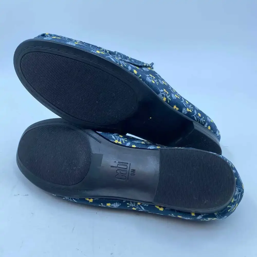 CAbi Blue Yellow Floral Velvet Loafers | Women’s Size 7.5